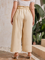 Plus Lace Up Paperbag Waist Palazzo Pants