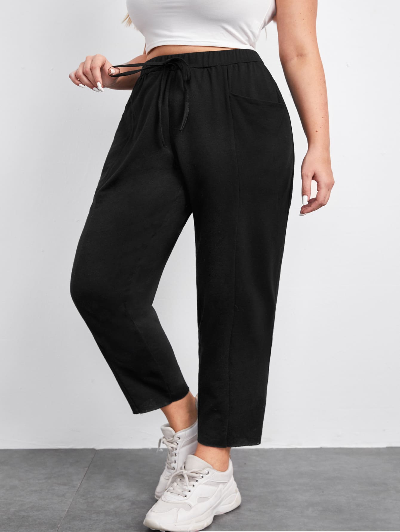 Plus Pocket Side Tie Front Joggers