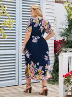 Plus Floral Print Flared Hem Dress