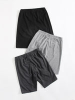 Plus 3 Pack Solid Biker Shorts