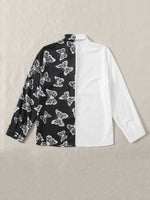 Plus Spliced Butterfly Print Blouse