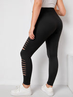 Plus Solid Ripped Leggings