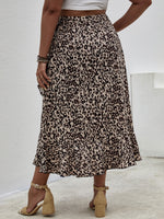 Plus Leopard Ruffle Trim Wrap Skirt