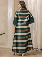 Plus Floral Patched Striped Dress