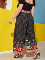 Plus Paperbag Waist Belted Fruit Palazzo Pants