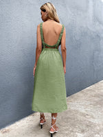 Solid Backless High Waist Dress