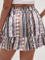 Plus Argyle Print Ruffle Hem Skirt