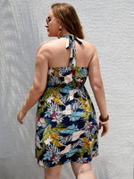 Plus Tropical Print Tie Back Dress