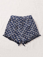 Allover Print Tassel Hem Shorts