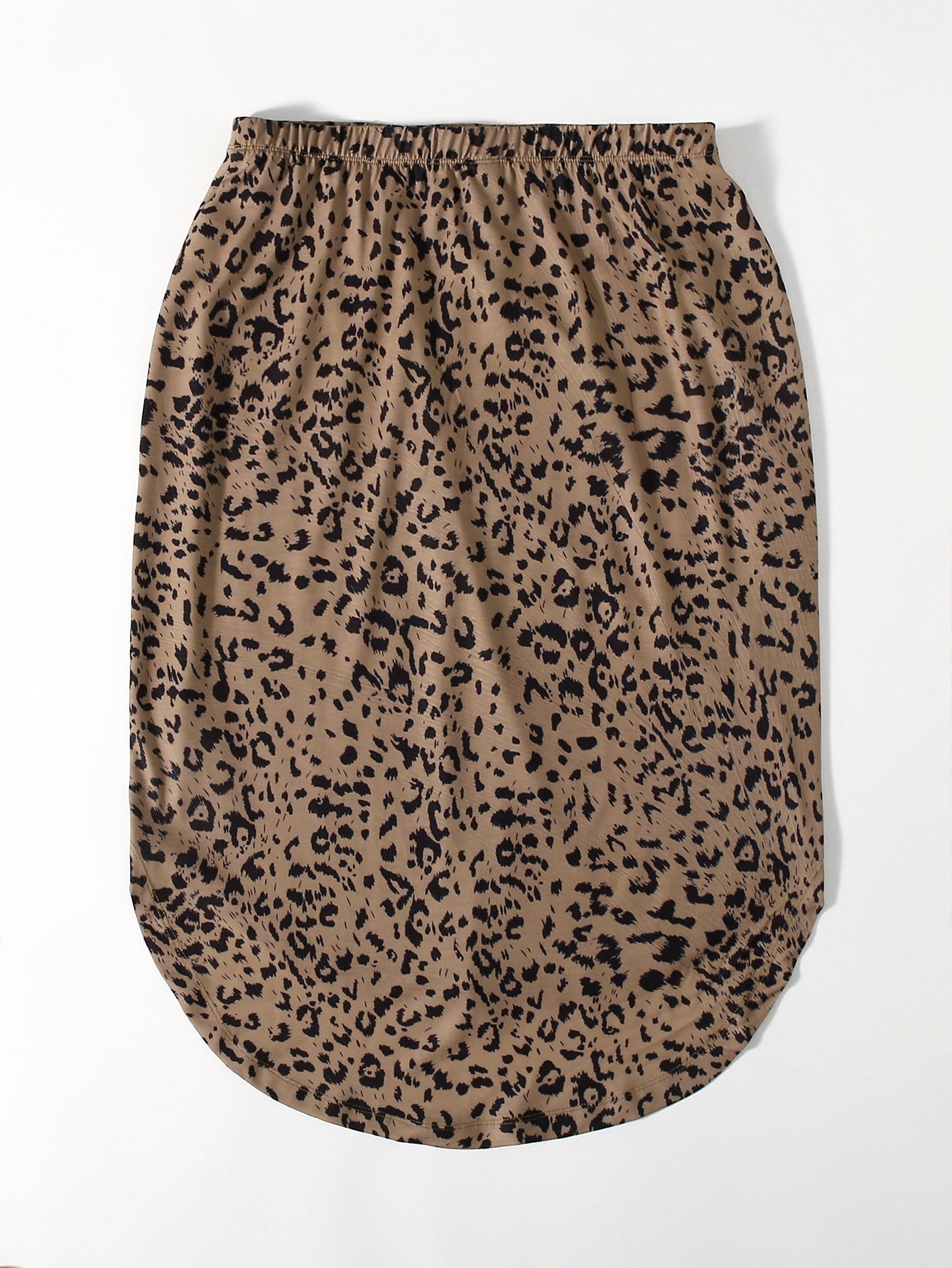 Plus Knot Waist High-low Hem Leopard Skirt