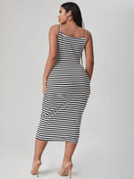 Plus Striped Print Cami Bodycon Dress