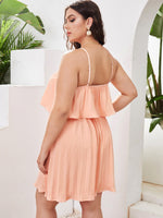 Plus Solid Pleated Cami Dress