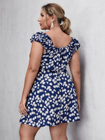 Plus Shirred Waist Allover Floral Dress