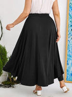 Plus High Waist Long Palazzo Overlay Skirt Pants