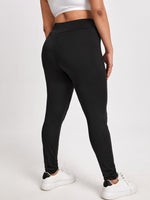 Plus Solid Wide Band Waist Leggings