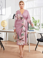 Plus Floral Print Wrap Dress