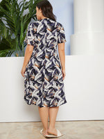 Plus Tie Front Tropical Print Dress