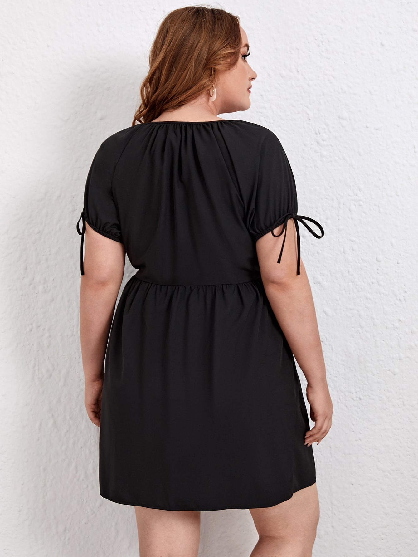 Plus Surplice Neck A-line Dress