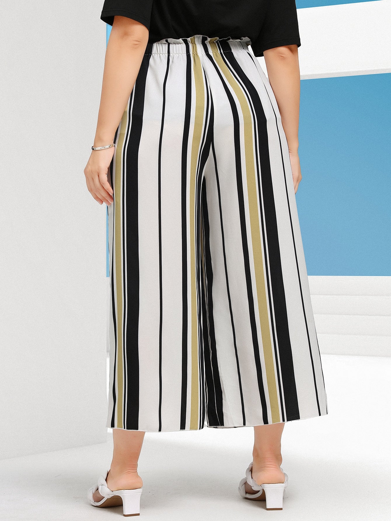 Plus Striped Wide Leg Pants