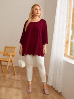 Plus Laser Cut Scallop Blouse