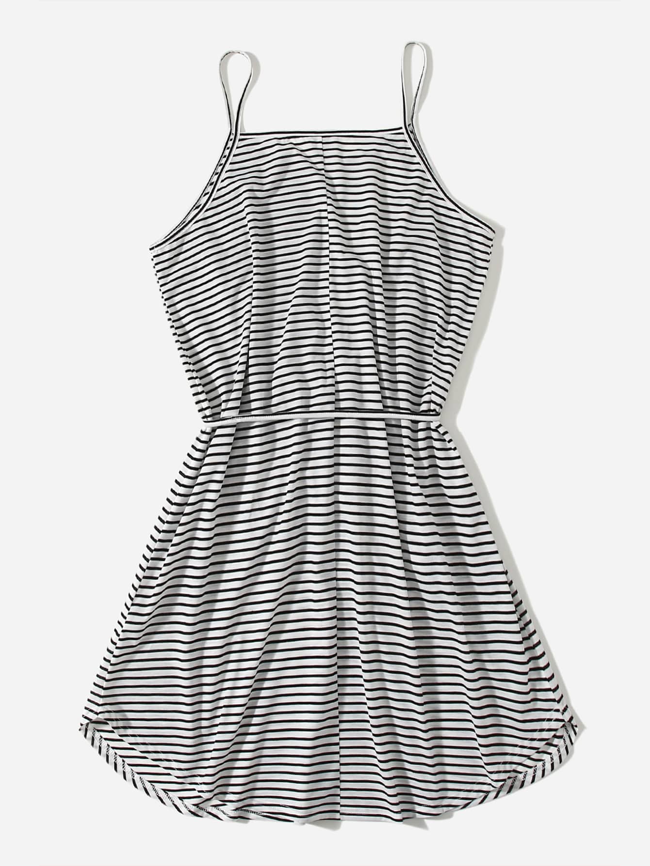 Plus Striped Belted Cami Dress