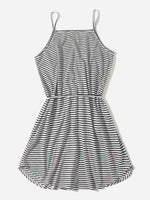 Plus Striped Belted Cami Dress