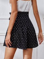 Allover Heart Print Wide Waistband Belted Shorts