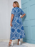 Plus Scarf Print Tie Side Wrap Dress