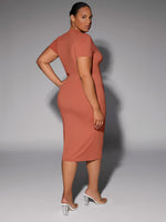 Plus Solid Form Fitted Dress