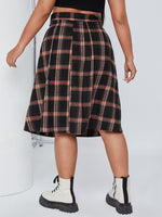 Plus Plaid Belted Skirt