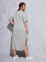 Plus Solid Split Tee Dress