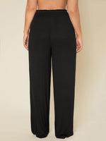 Plus Solid High Waist Wide Leg Pants