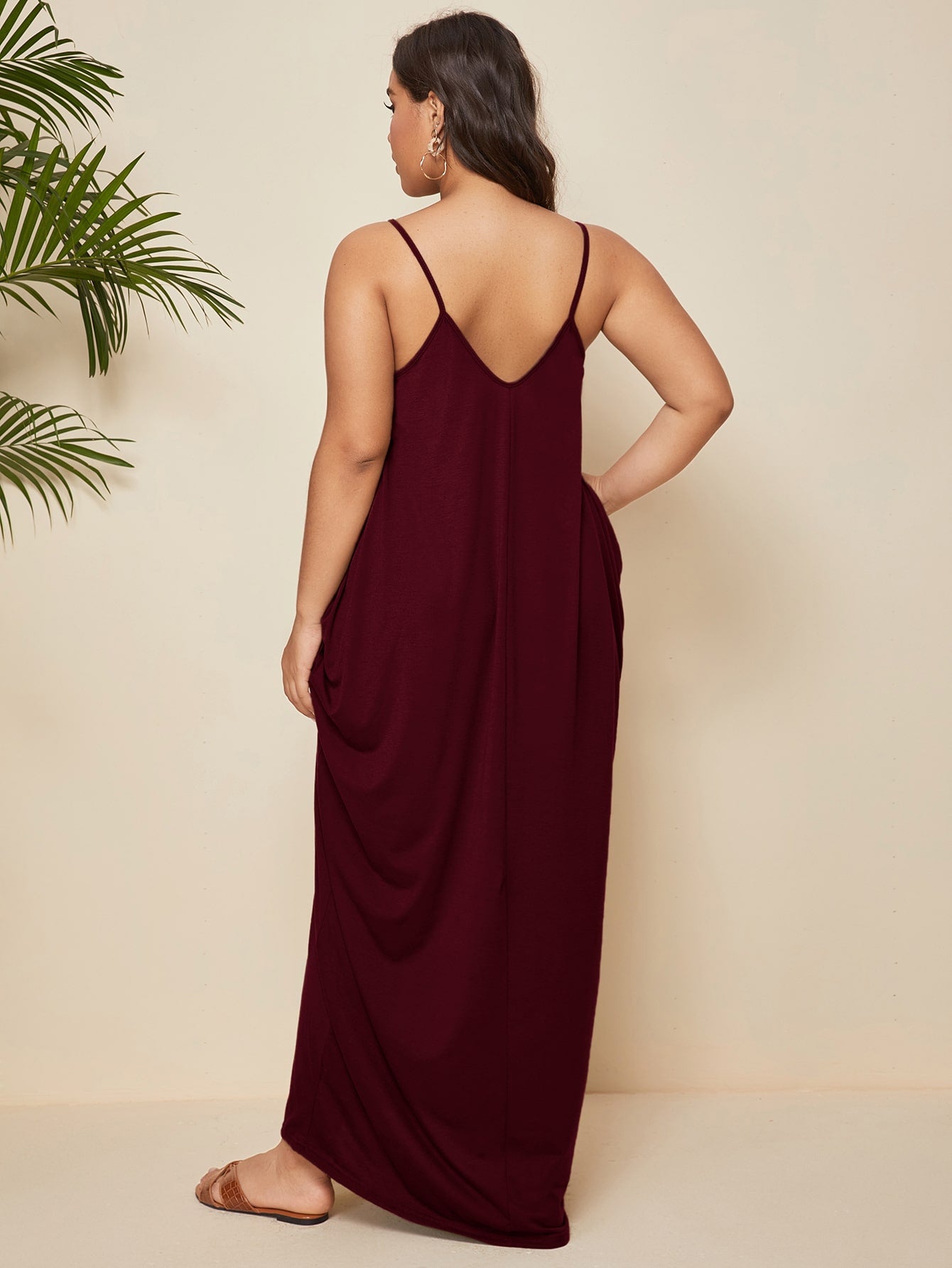 Plus Slant Pocket Maxi Cami Dress