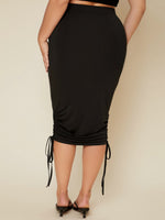 Plus Ruched Drawstring Hem Skirt