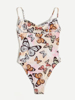 Butterfly Print Cowl Neck Cami Bodysuit