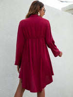 Roll Tab Sleeve High Low Hem Shirt Dress