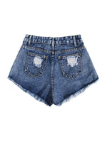 Plus Distressed Raw Hem Denim Shorts