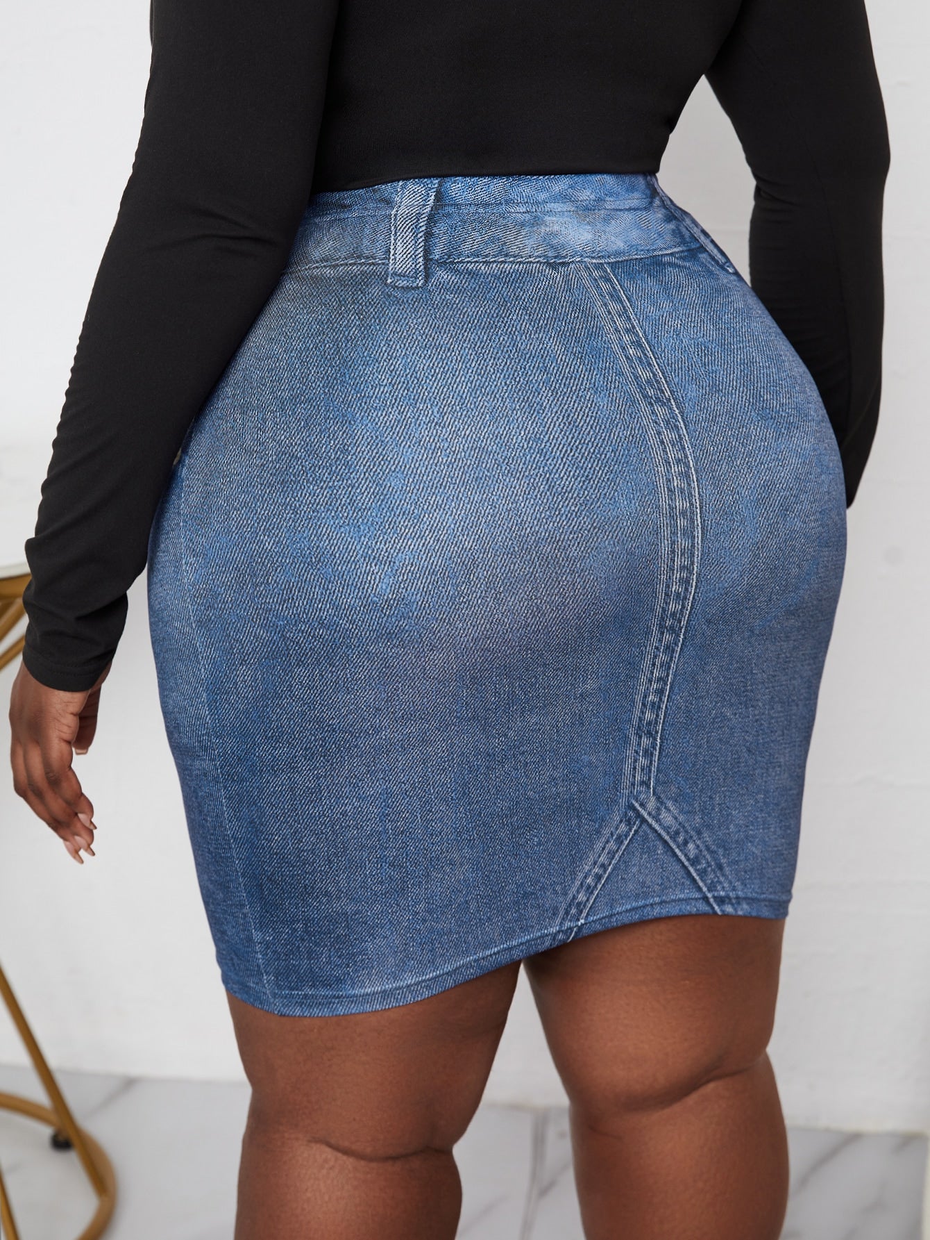 Plus High Waist Bodycon Skirt