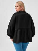 Plus Drop Shoulder Peplum Hem Blouse