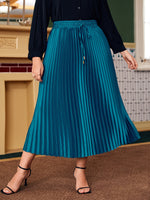 Plus Drawstring Waist Pleated Skirt