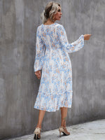 Plunging Neck Ditsy Floral A-Line Dress