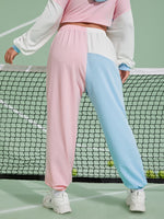 Plus Color Block Drawstring Waist Sweatpants