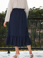 Plus Paperbag Waist Ruffle Hem Skirt