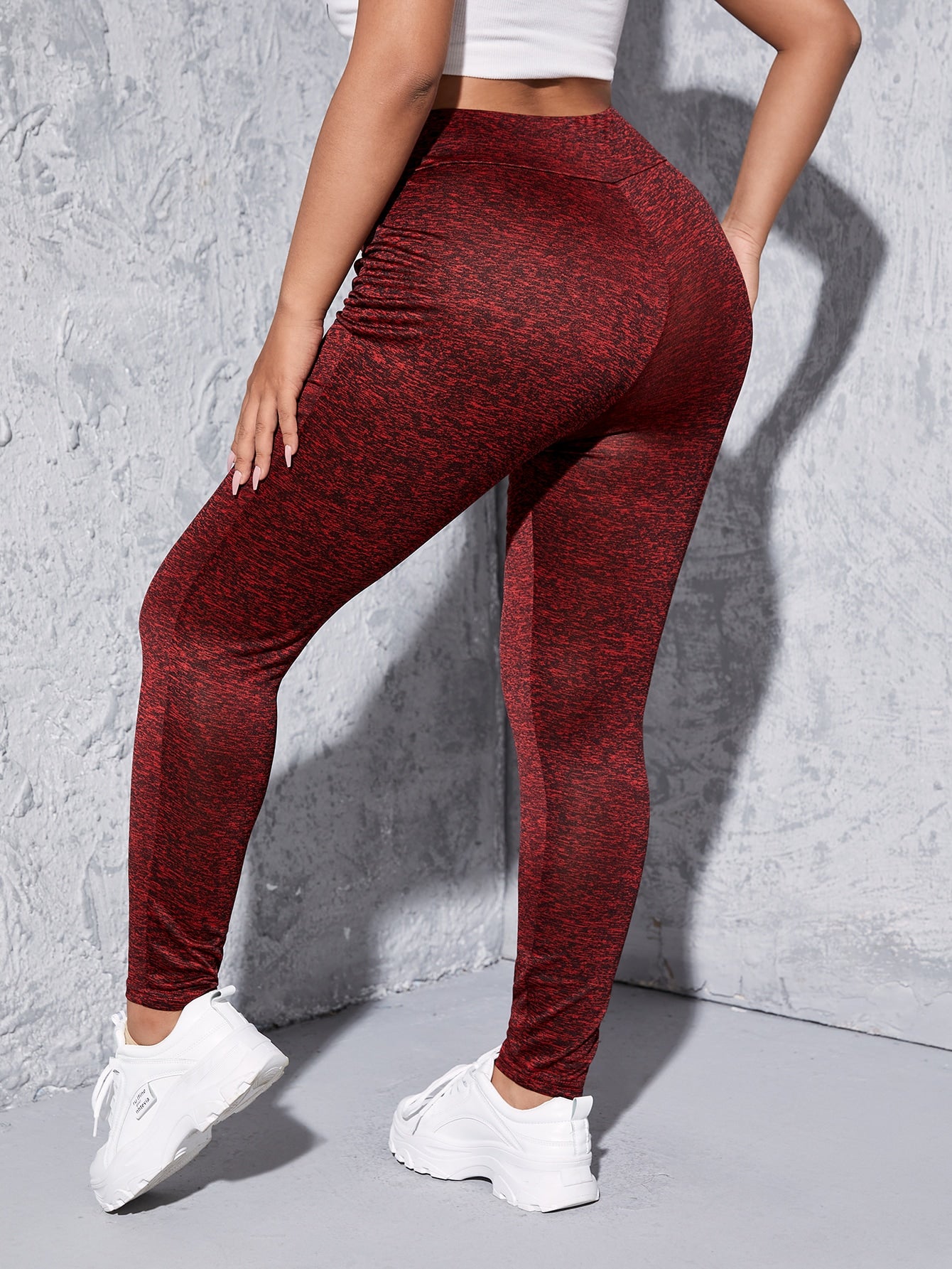 Plus High Waist Marled Knit Leggings