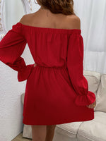 Off Shoulder Flounce Sleeve Dress Without Belt