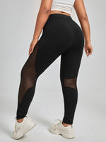 Plus High Waist Mesh Panel Leggings