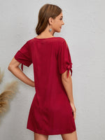 Cold Shoulder Tie Cuff Tunic Dress