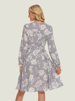 Simple Flavor Floral Print Flounce Sleeve Pleated Hem Dress