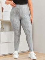 Plus Solid High Waist Honeycomb Textured Leggings