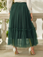 Plus High Waist Frill Trim Ruffle Hem Mesh Skirt